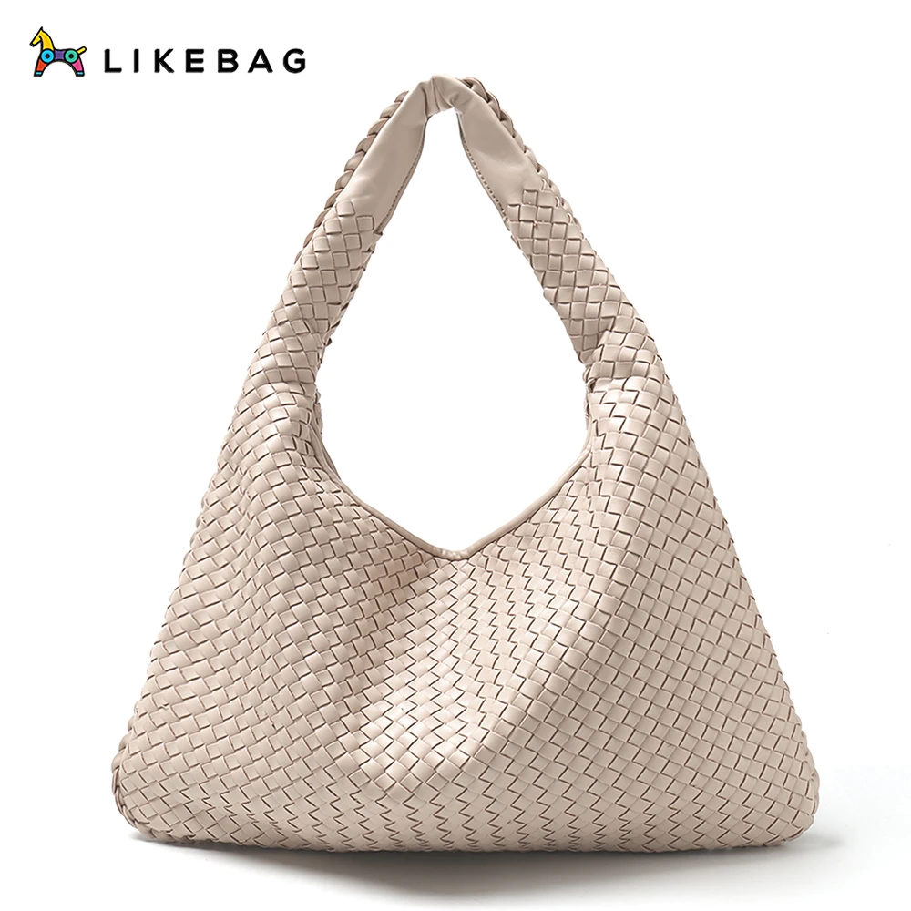 

LIKEBAG Large Capacity PU Leather Weave Tote Bag Casual Shopping Bag for Women