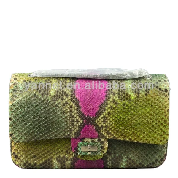 

classica python ladies chain shoulder bag women leather flat bag