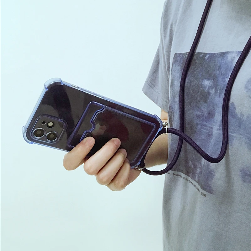 

Handykette for iphone xs Lanyard Neck Strap Shockproof Wallet Cover for iPhone 12 pro max Card Holder Necklace Case, 8 colors