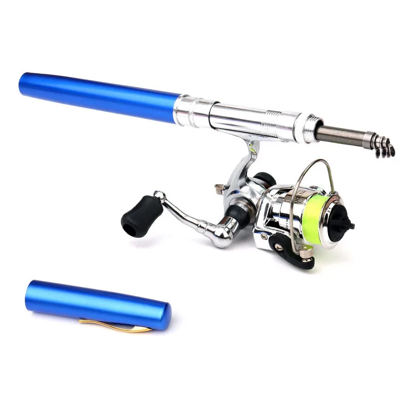 

Wholesale 1.4/1.6M Pocket Collapsible Mini Folding Pen Fishing Rod Reel Combo Set with Metal Spinning Reel, Red/blue/black/gold/white/purple/green