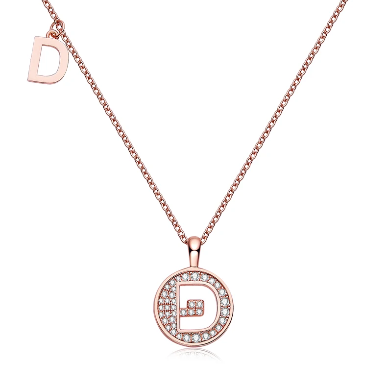 

SGARIT Jewellery Alphabet D 925 Silver Rose Gold Plated 0.17Ct Moissanite Capital Letter Pendant Custom Name Necklaces Jewelry