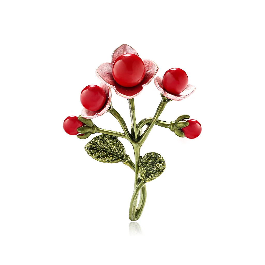 

New Arrivals Brooch Carnation Plant Flower Vintage Green Brooch Bijouterie Corsage Dress Coat Accessories Jewelry Gift