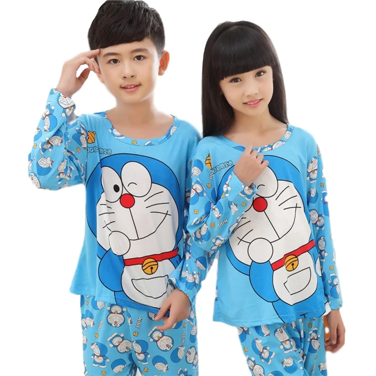 

Children milk silk pajamas set 2020 spring and autumn KT cartoon cute O-neck long-sleeved pajamas set boy / girl / children clot, Custom made