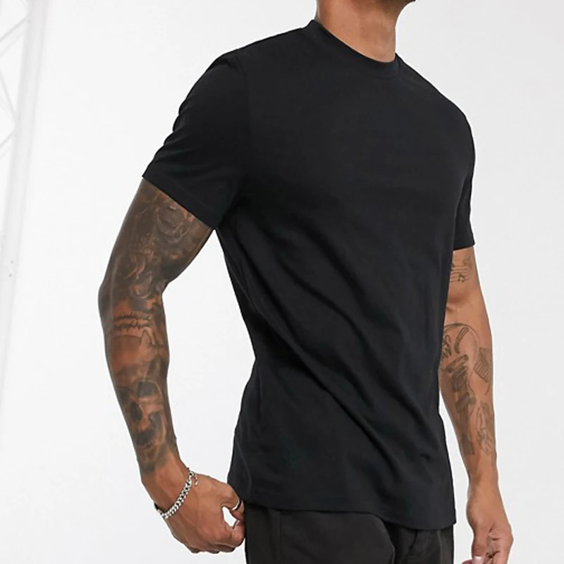 

Soft Quality 95% Cotton 5% Spandex Slim Fit T-shirt Plain Black Custom Logo Men's Tshirt