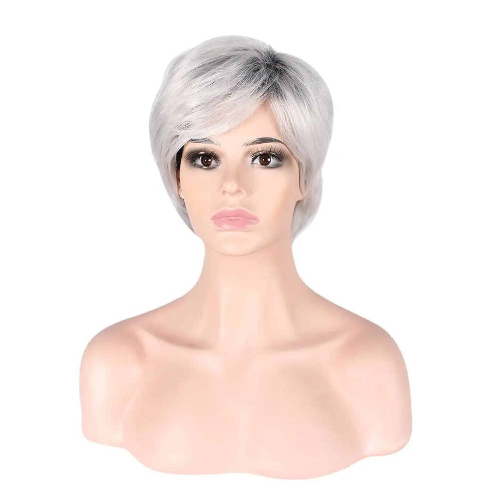 

OEM/ODM Pelucas rizadas 6inch Pixie cut Bob Sliver short Machine Deau Courte wigs for women