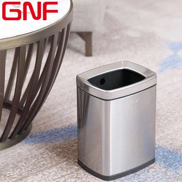 

GNF 6L open top stainless steel small trash bin household office metal trash cans