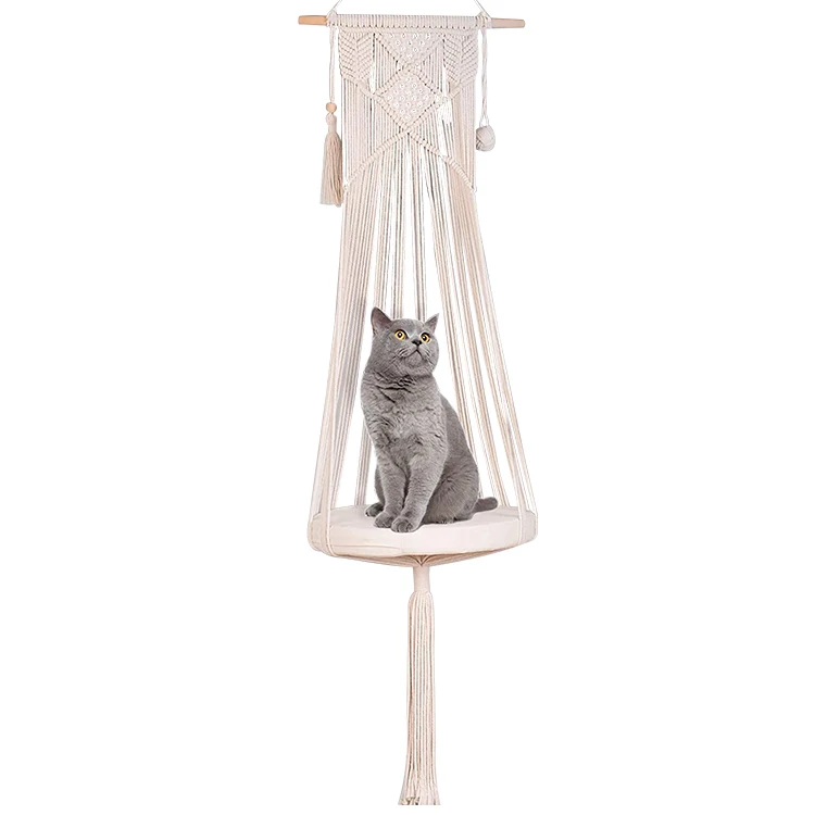 

Macrame Cat Hammock for Indoor Cats Hand-Woven Cat window hammock Swing Bed Basket Hanging Boho Home Decor Without Mat