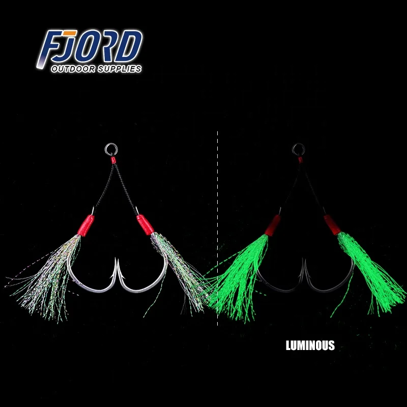 

FJORD In Stock 1/0 2/0 3/0 4/0 5/0 Luminous Fishing Hook Double Hook Luminous Fishing Hook