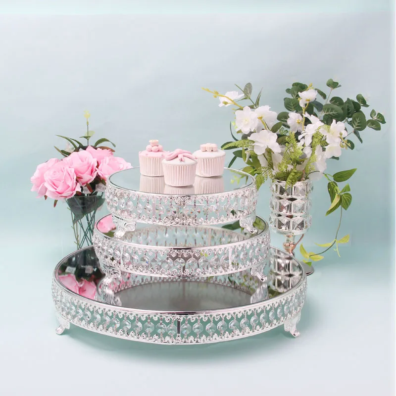 

Table Decoration Beaded Wedding Centerpieces Silver Cake Stands Acrylic Crystal Party Cake Stand For Sale, As picture