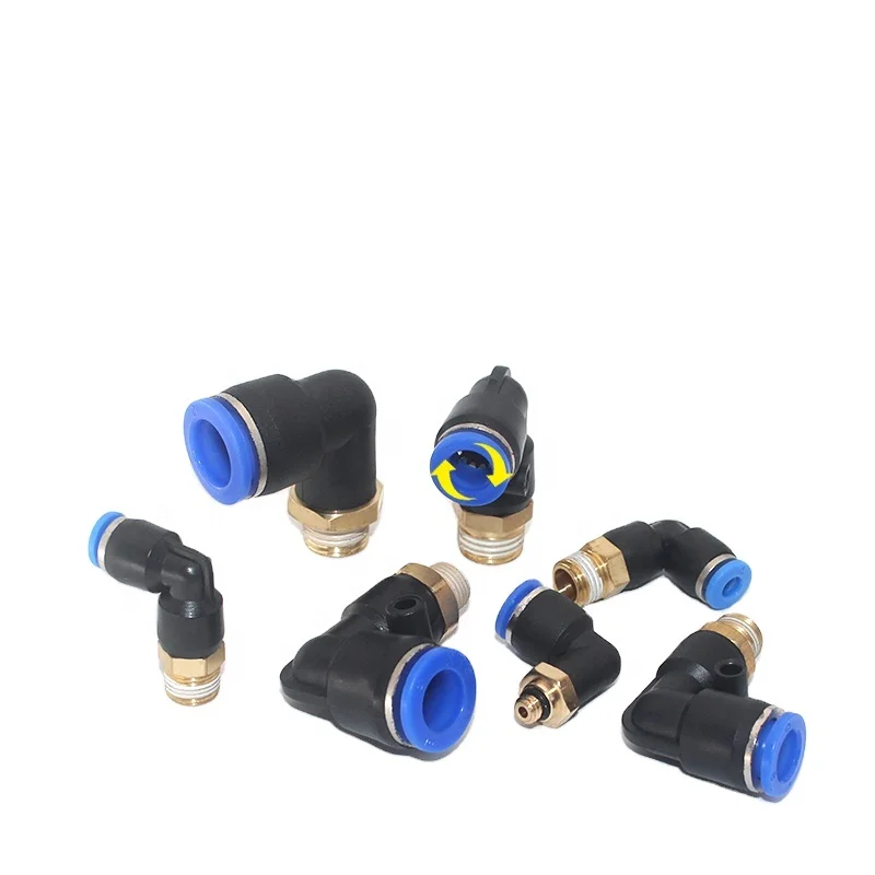 

One Touch Pneumatic connection Plastic Air Tube Fittings External Threaded 90 Degree Plastic Male Elbow Pneumatic Pipe Fittings