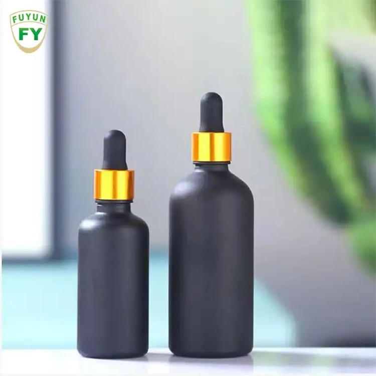 

Fuyun Luxury 5ml-100ml Black Essential Oil Bottle Custom Black Essential Oil Dropper Bottle With Child-proof White Dropper