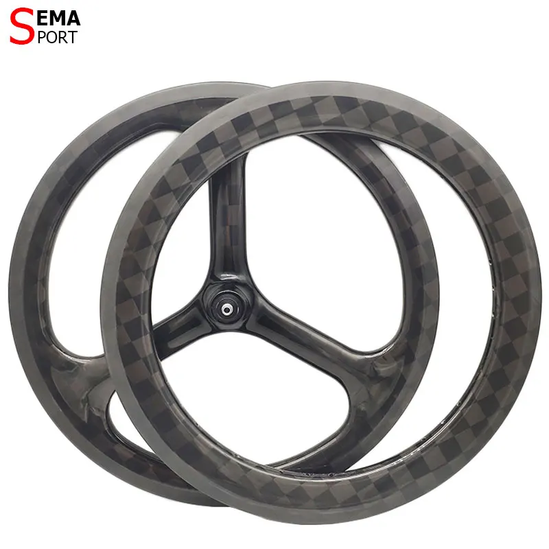 
16inch 349 brompton bicycle parts light weight carbon rim 3spoke hubsmith 38mm 3xity fnhon trispoke wheel 