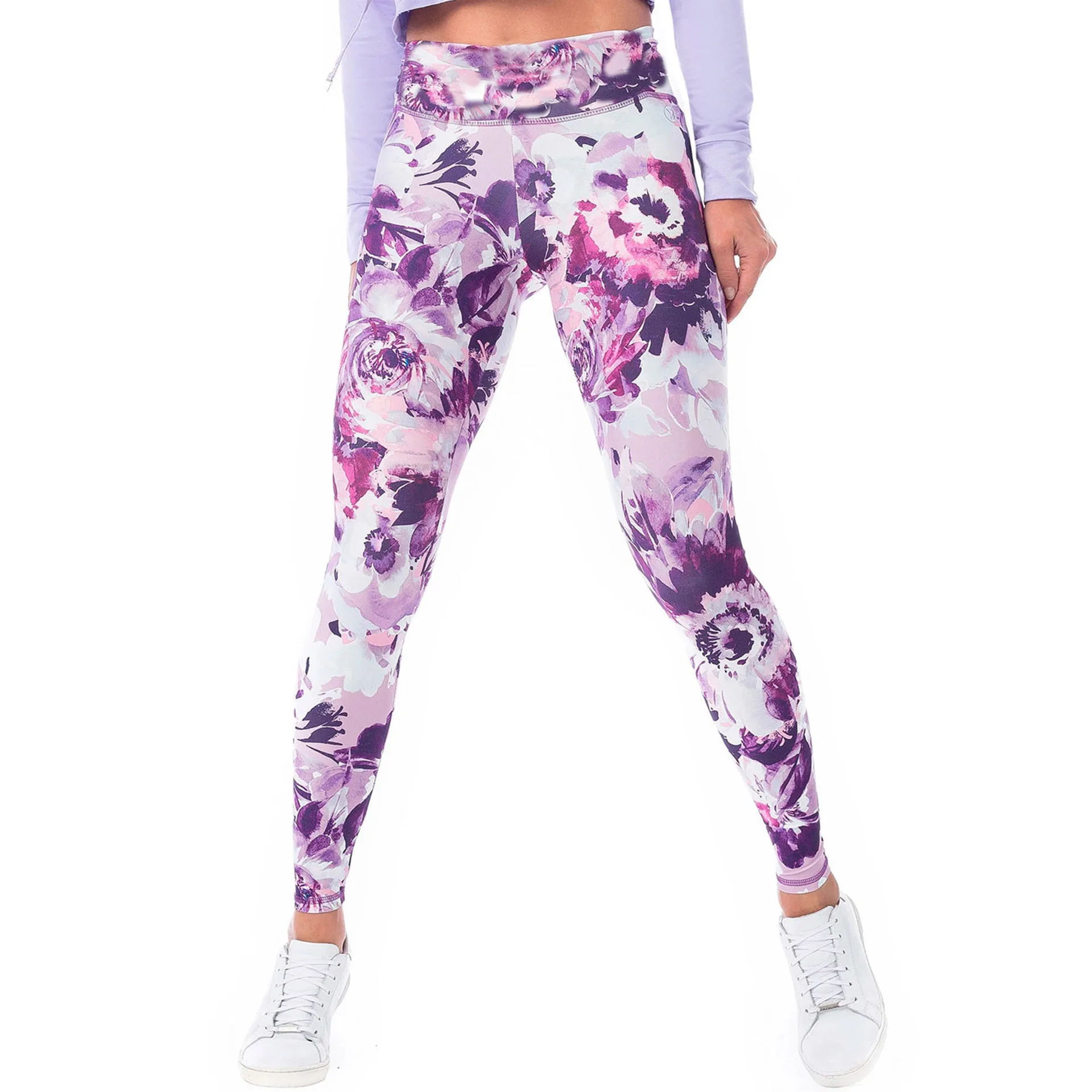 

New fashion floral print yoga pants sports high waist peach hip leggings running pants, Blue(other 7 colors available