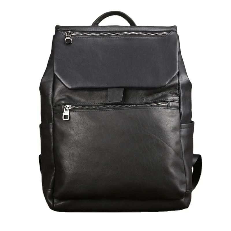 

2021 Fashion Retro Unisex Top Layer Leather Backpack Genuine Leather Backpack Casual Simple Style Laptop Bag SJ009
