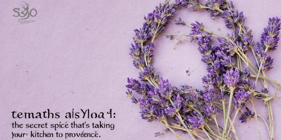 Close-up of a spice rack with a jar of culinary lavender