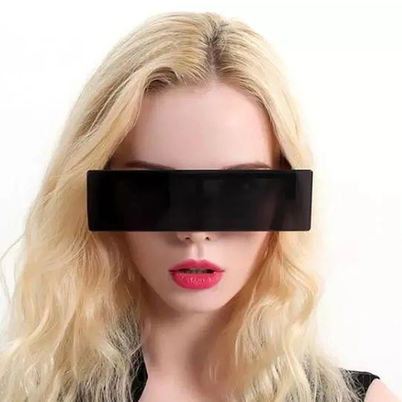 

Fashion 2021 Acetate Sunglasses Bar Futuristic One Piece Rectangle Black Eye Covered Oversized Trendy Sunglasses Shades Womens, Multi colors