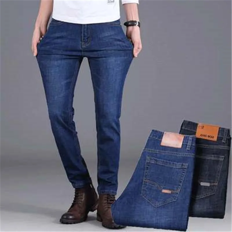 

Classic men's jeans business casual stretch slim jeans