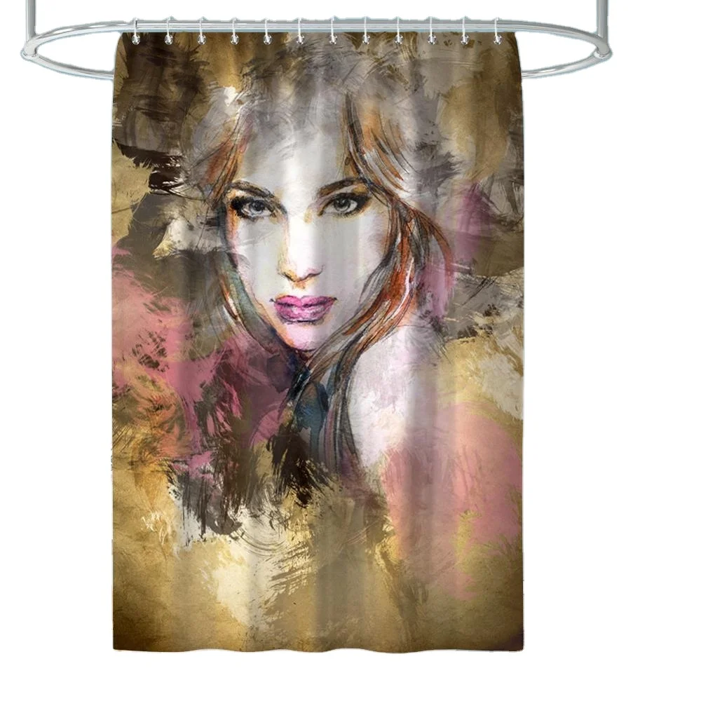 

Custom Design 100% Polyester Home modern custom printed shower curtain