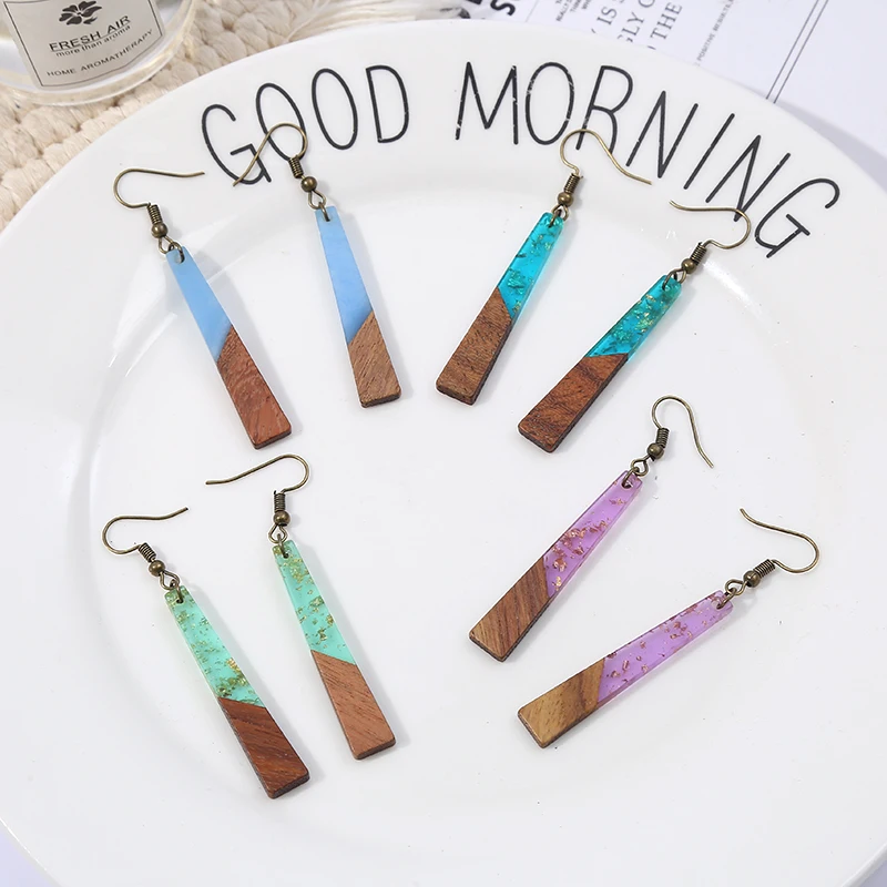 

Hot Selling Boho Style Jewelry Wood Resin Combination Earrings Women Fashion Earrings Trend 2022, Picture color