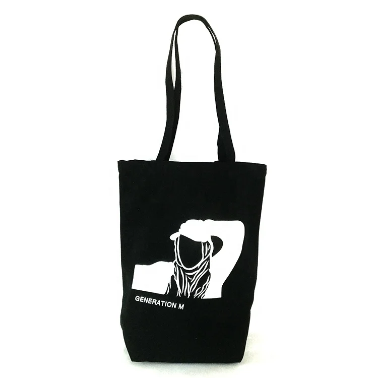 

Custom Black Cotton Canvas Shopping Bag with Logo Printed Reusable Grocery Tote Bag, Customized color