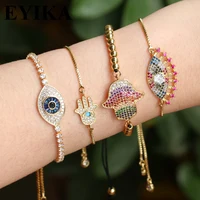 

Fatima Hand Bracelet For Women Small Hamsa Rainbow Tennis Bracelet Yellow Gold Rainbow EYIKAJewelry pulseras mujer moda