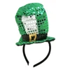 2019 New Green Sequin Fabric Irish Glitter Fedora Top Mini Hat Headband