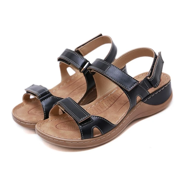 

Summer Wedge Heels Sandals Thick Bottom Woman Shoe 2021 Pure Color Pantshoes Women Block Heel Shoes