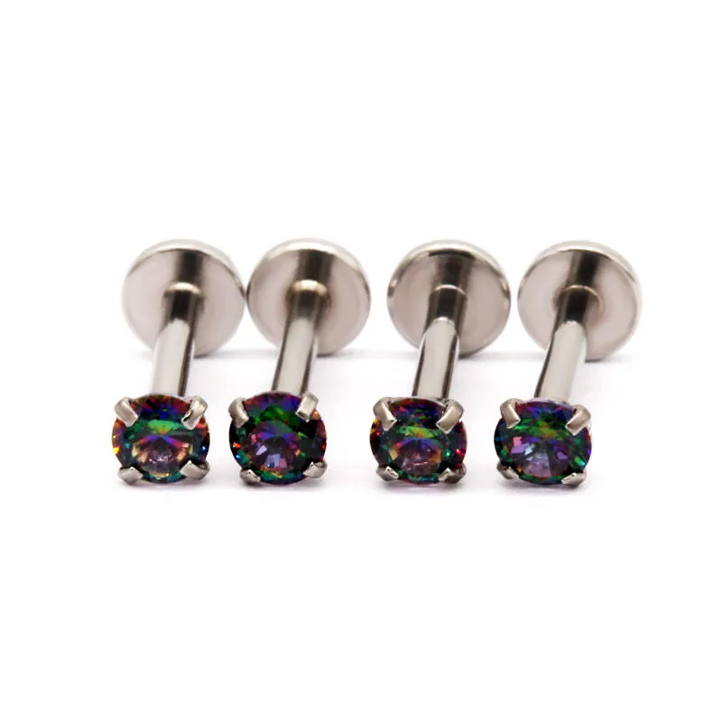 

new 316L stainless internal vitrail CS zircon gem prong setting piercing labret sets piercing jewelry for man woman