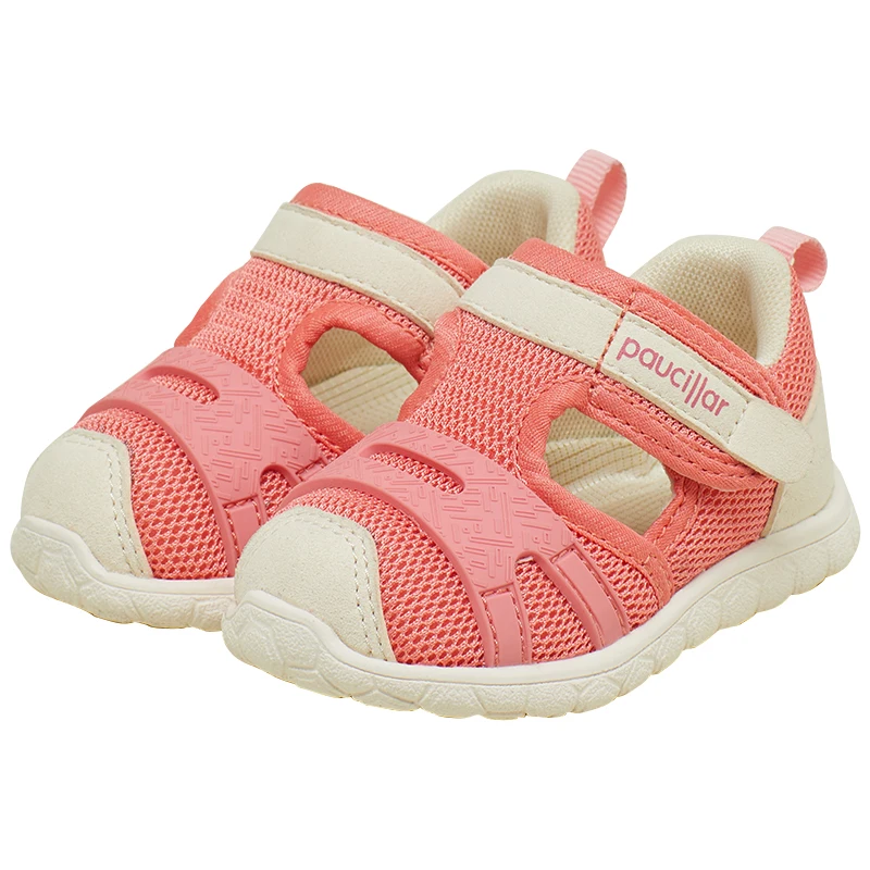 

Kids mesh upper breathable soft T- bar flexible casual baby shoe for 8-24 month, Red/pink/green