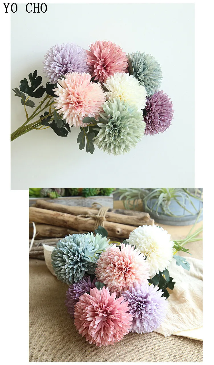 White Silk Dandelion Artificial Flowers Long Branch Faux Flowers