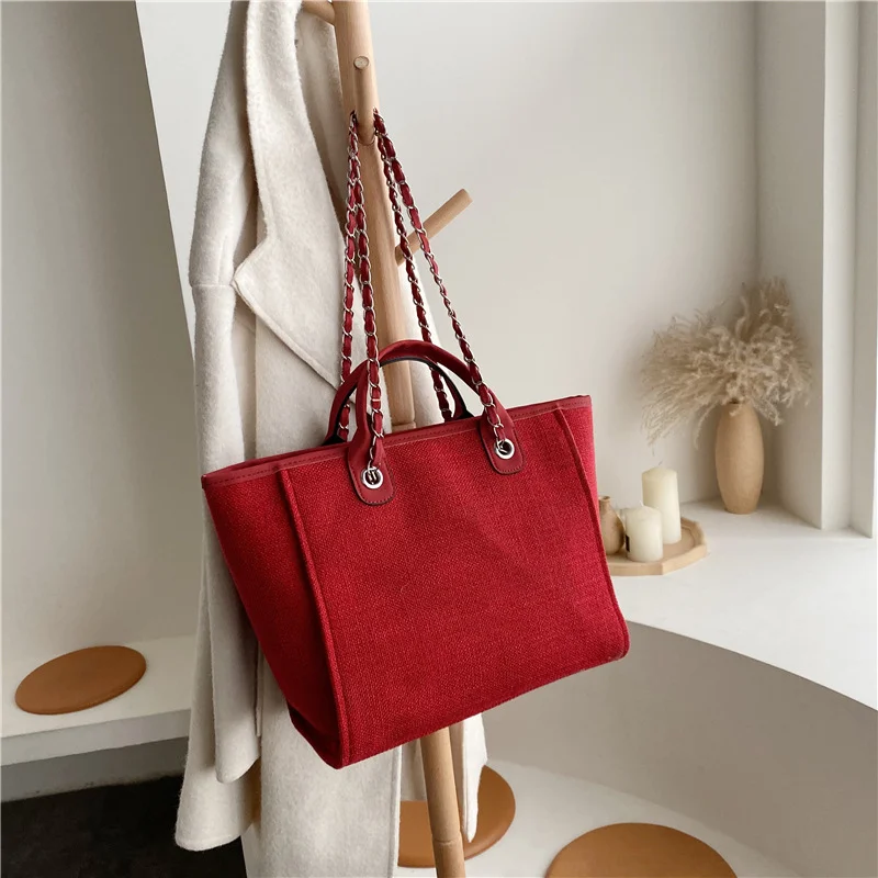 

2021 New style big shoulder bags easy matching chain crossbody bag high quality handbag canvas tote bags