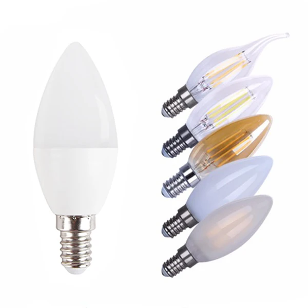 Hangzhou delixi new technology C37 E14 E27 led filament candle bulb lamp