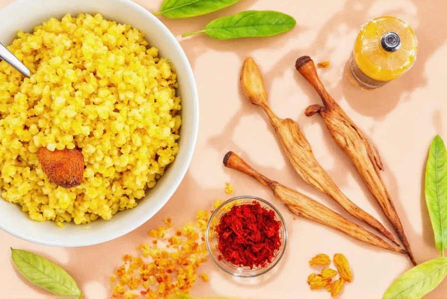 Spiced rice dish garnished with saffron