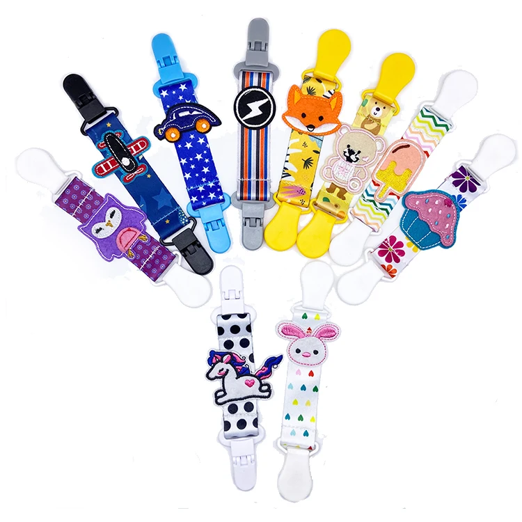 

New design plastic clip baby teething toys pacifier holder cute cartoon custom pacifier holder clip, Any paton colour code is avilable