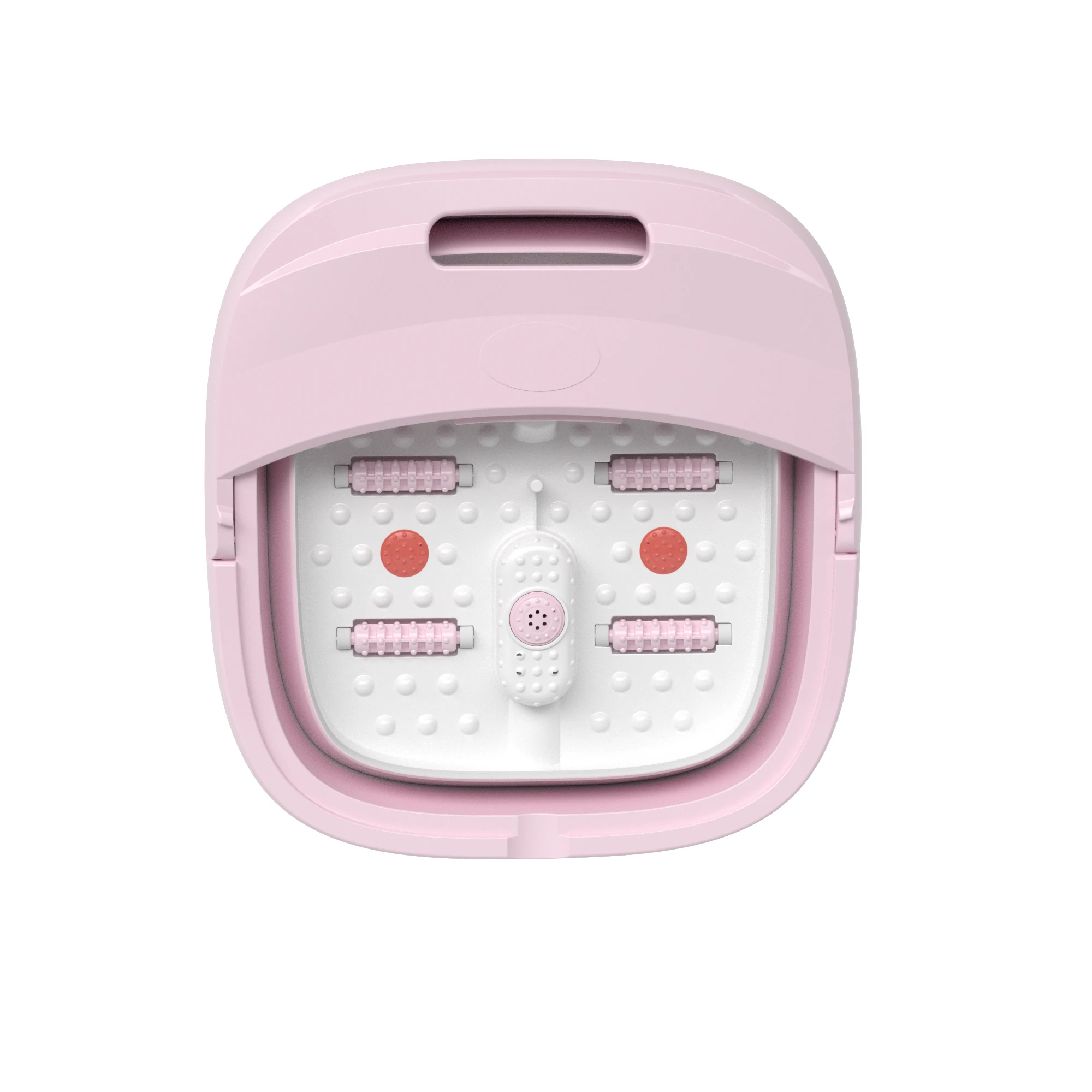 

Folding health care foot spa bath massager with heat,infrared portable foot soaking spa bath basin, White,pink