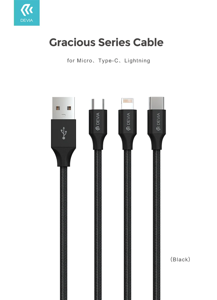 Devia Cheap Fast 2.4A Current USB Data transfer sync charger cable for IOS 6 7 8 9 X XR Type C Android - ANKUX.COM