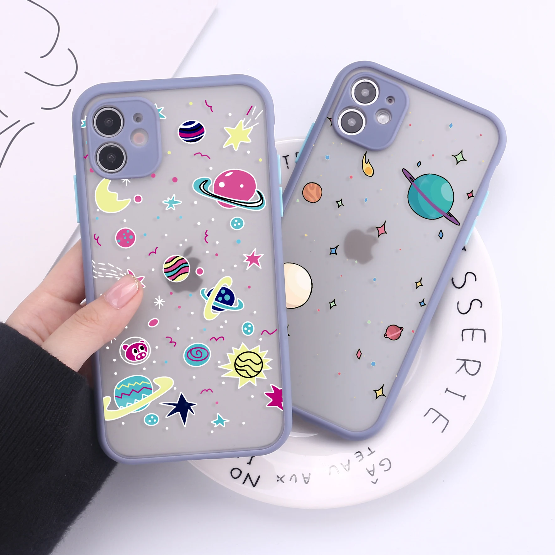 宇宙之星星空卡通皮肤感觉时尚风格案例适用于iphone 11 pro 8 8plus