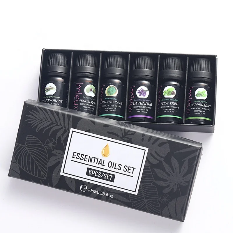 

100% Pure Essential Oil (New) Gift Set 6pcs/10ml Aromatherapy Tea Tree Essential Oil Set Private Label OEM