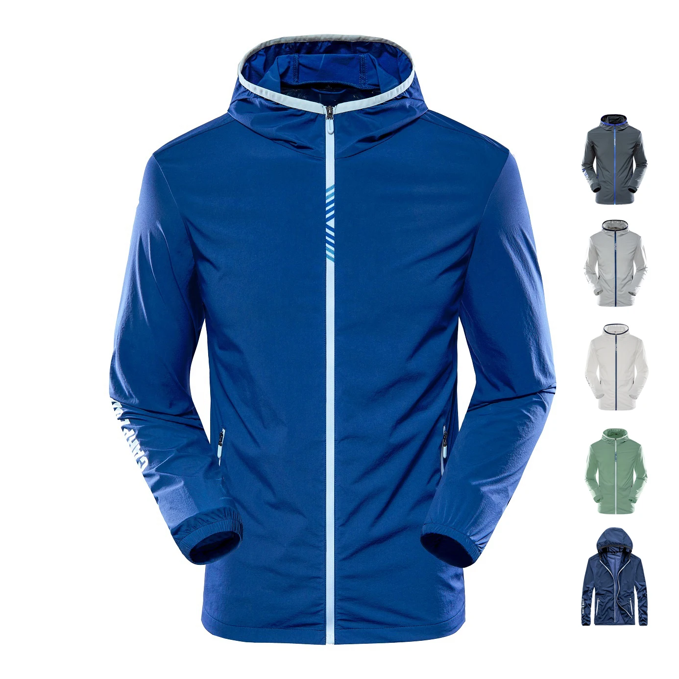 

Windproof Uv Protection Hoodie Sun Block Comfortable Coats Pockets Spring Mens Outdoor Skin Jackets, White,grey,dark grey,blue,dark blue,green