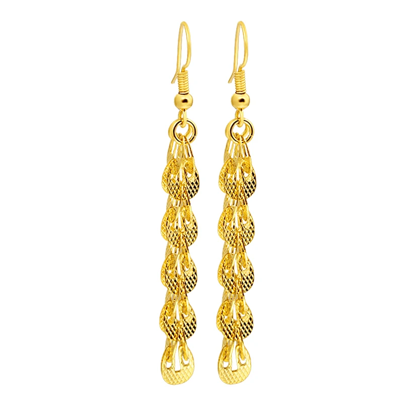 

JINPINHUI jewelry Wholesale brass gold-plated tassel earrings