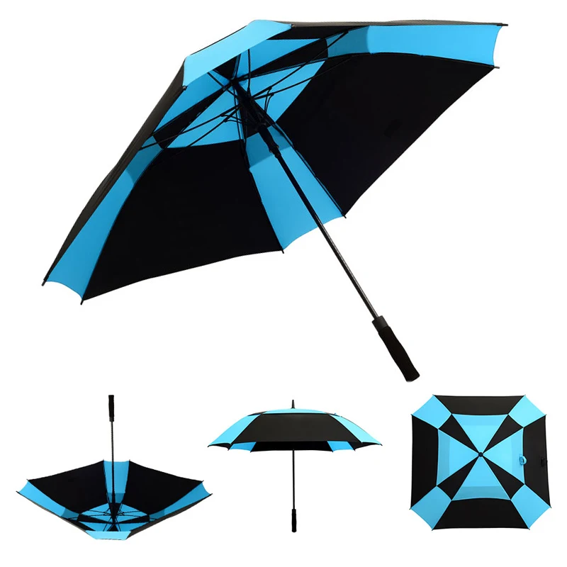 

Amazon Best selling Large Big Dual Layer Double Canopy Logo Vented Umbrellas Windproof Square Golf Umbrella, Customized color