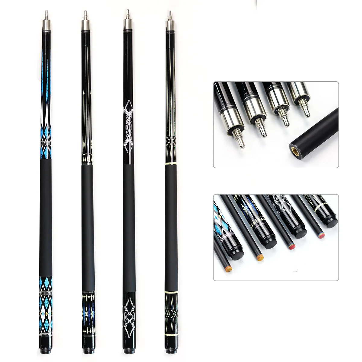Hot Sell  1/2-pc 58 Inches Carbon Billiard Sport Taco Graphite Pool Cue