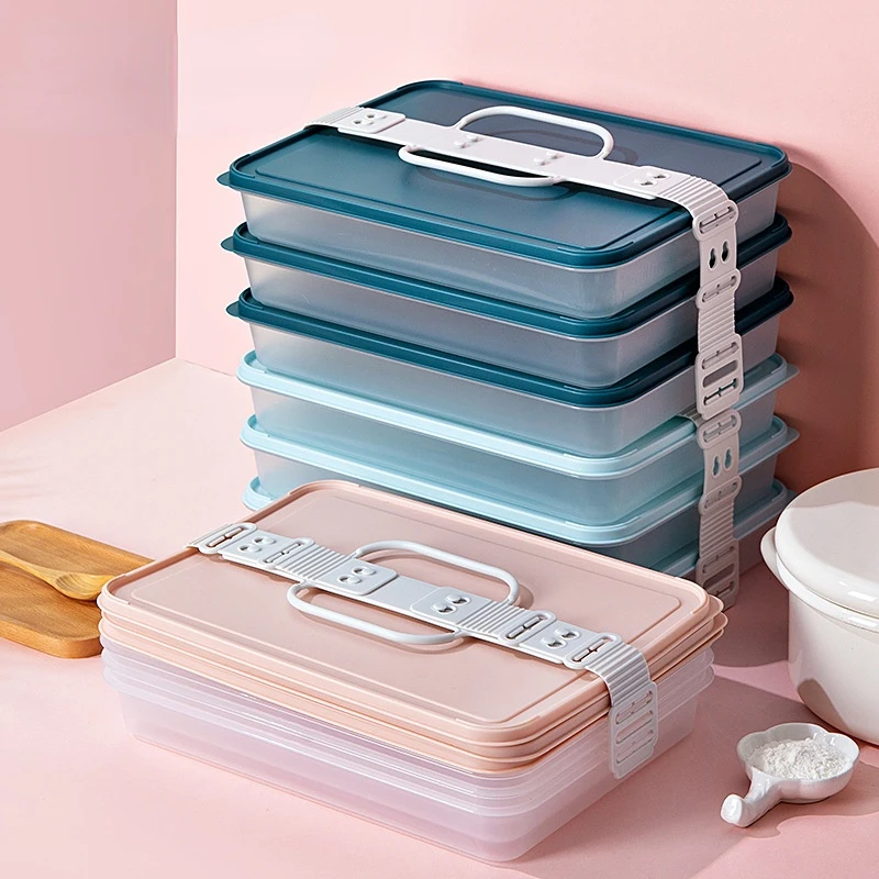 

Best Selling Portable Dumplings Box Household Quick Frozen Wonton Box Refrigerator Preservation Storage Box, Pink, light blue, dark blue