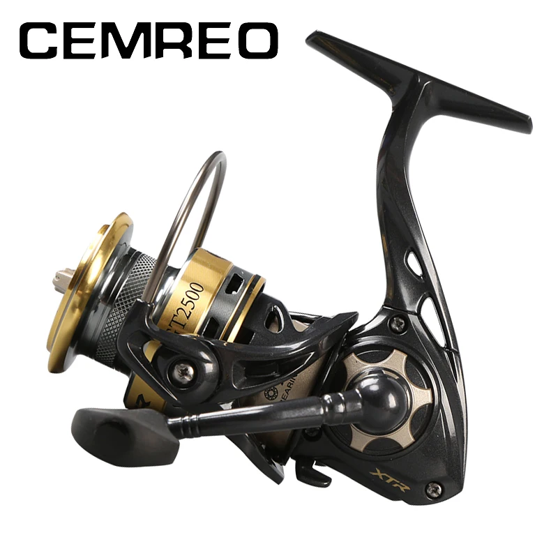 

CEMREO New Design Spinning fishing reel Max Drag 10kg Gear Ratio 6.2:1  series XTR, Gold/red