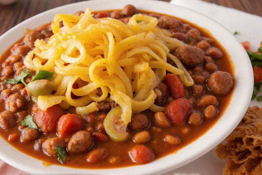 Simmering pot of Italian sausage chili