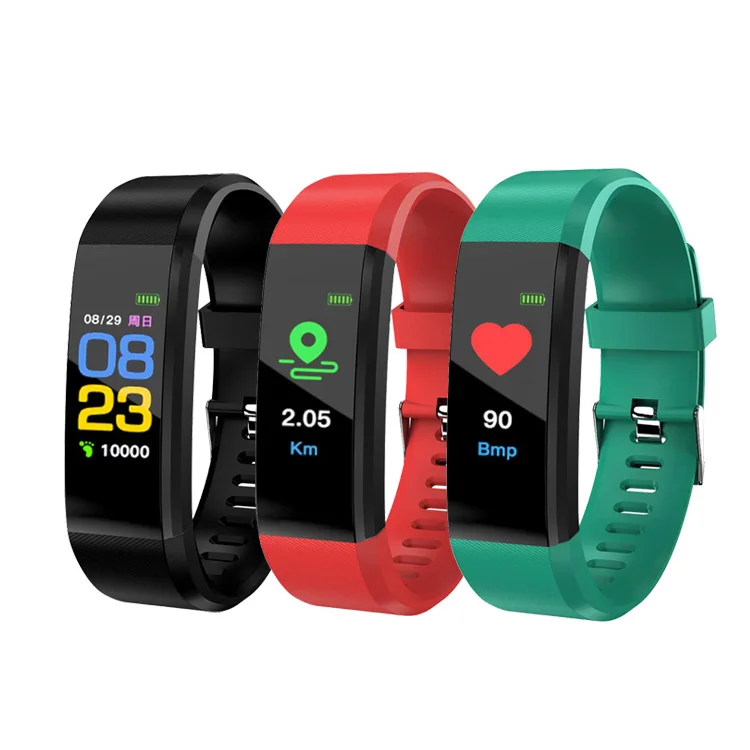 

Smart Watch 115Plus Luxury Men Women Bracelet Wristband Sports Fitness Waterproof Smartwatch, Black,blue,green,purple,red