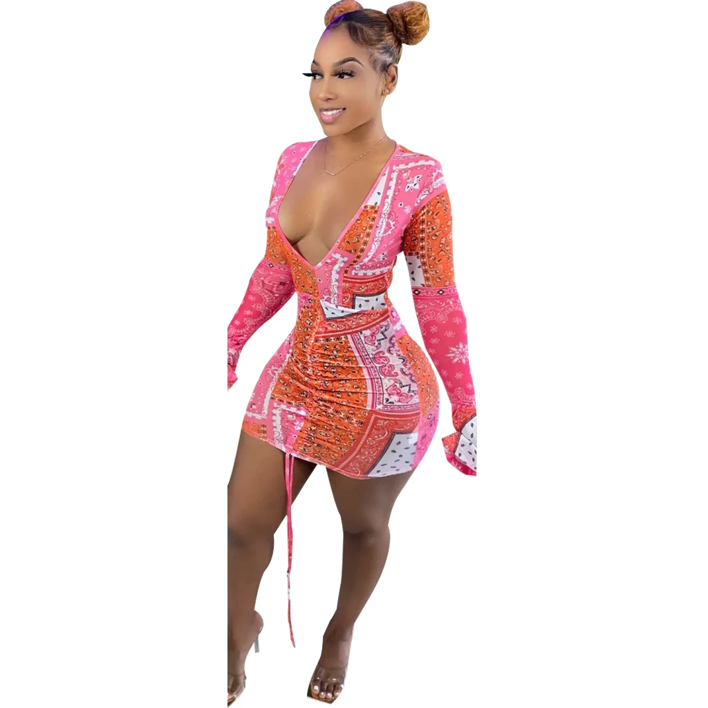 

Sexy ladies v neck night woman dress party new arrivals 2021