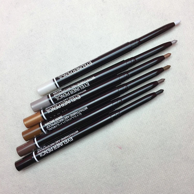 

High Quality Ingredient Waterproof Longlasting Private Label White Golden Silver Eyeliner Pencil, 6 colors