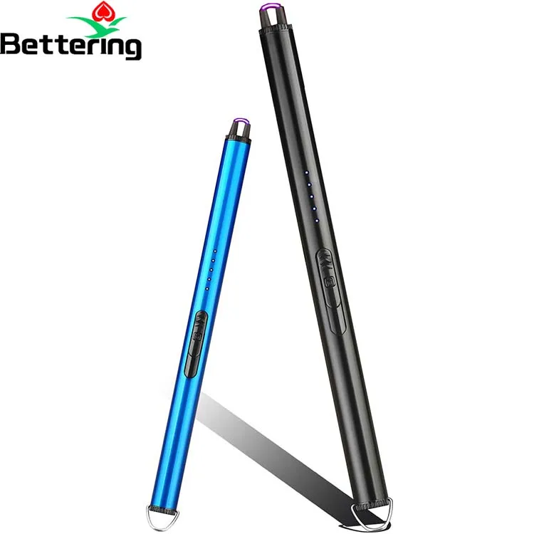 

custom logo long gold slim camping windproof electronic metal pipe candle charcoal torch bbq lighter usb rechargeable gas stove