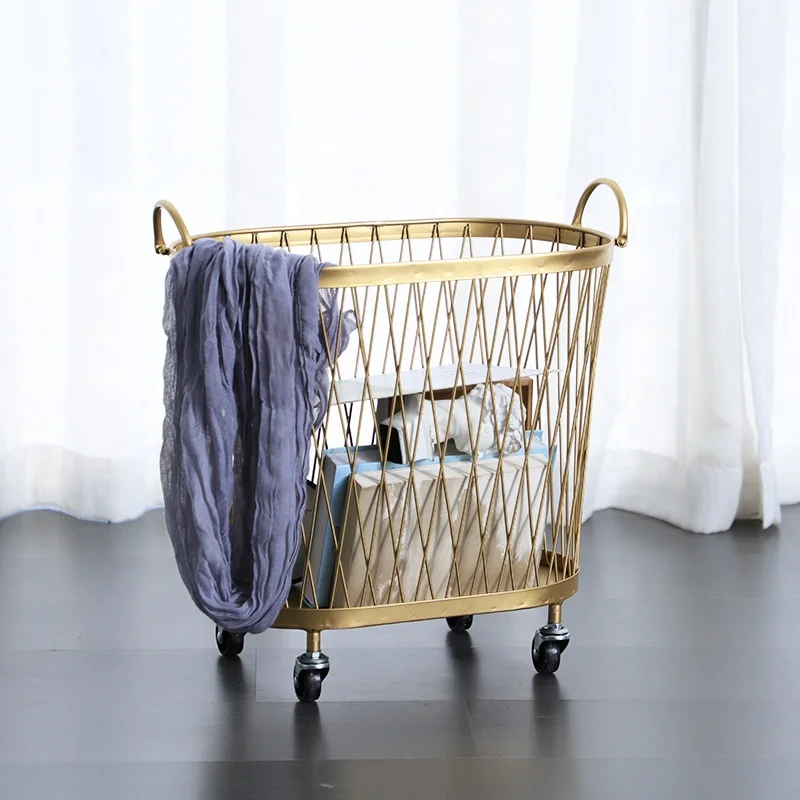 

Light Luxury Wheeled Storage Basket Nordic Toy Storage Basket Household Bedroom Bathroom Dirty Clothes Basket